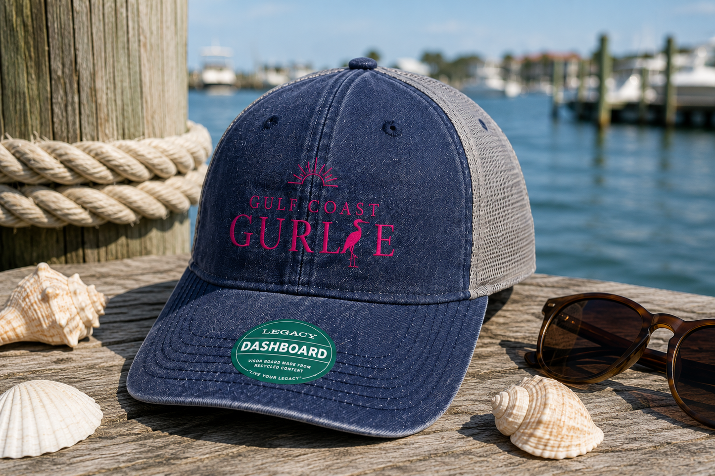 Gulf Coast Gurlie™ Legacy Dashboard Trucker Hat - Navy/Grey